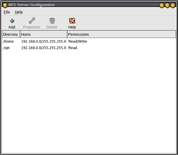 system-config-nfs-ohjelma