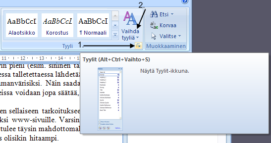 tyylit word2007:ssa